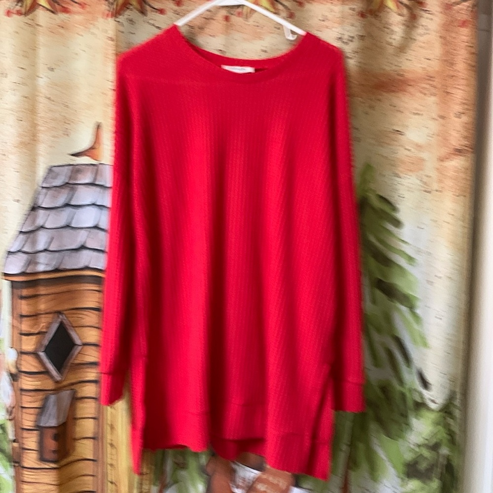 NWT brushed thermal/waffle tunic / red